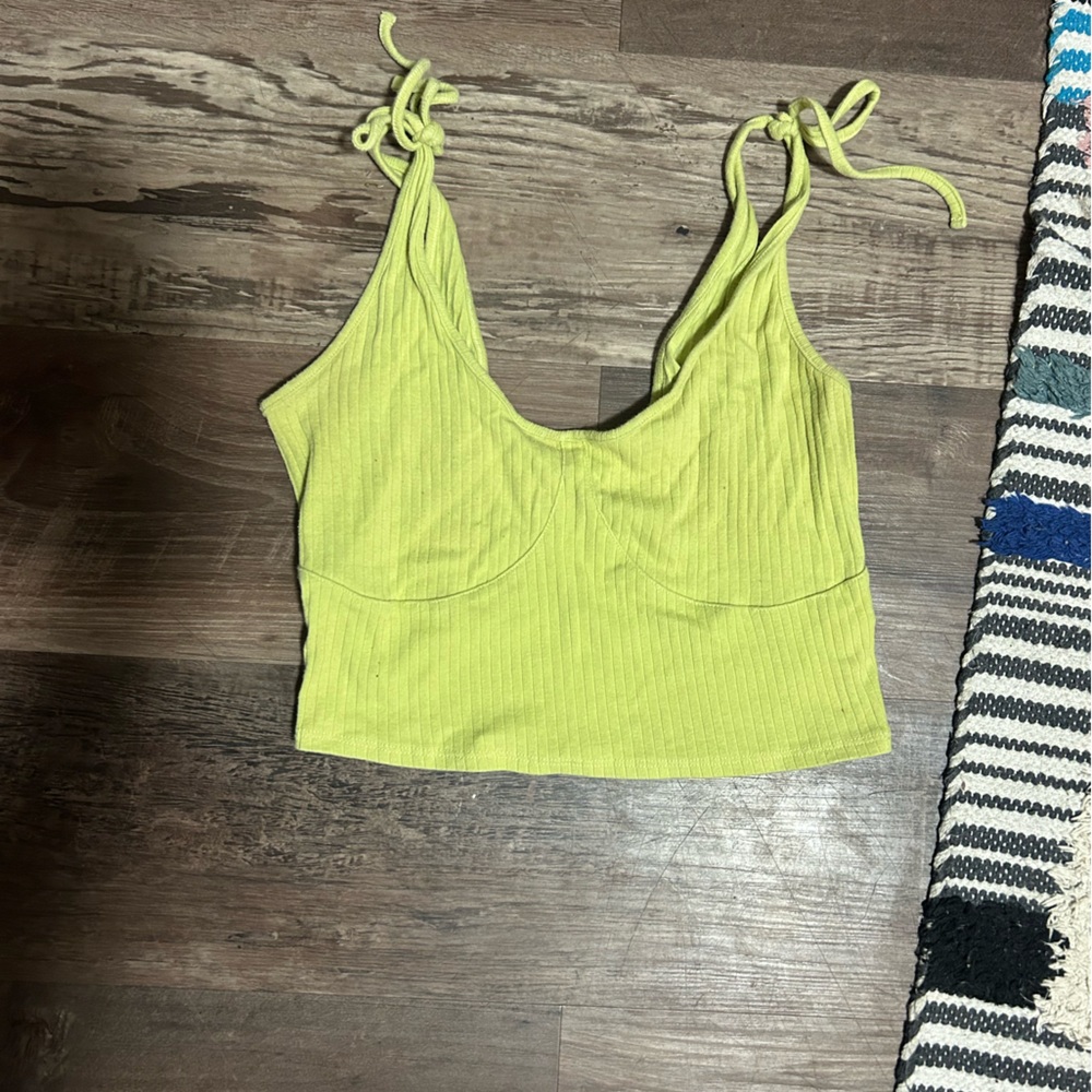 Lime Green Ribbed Women's Top